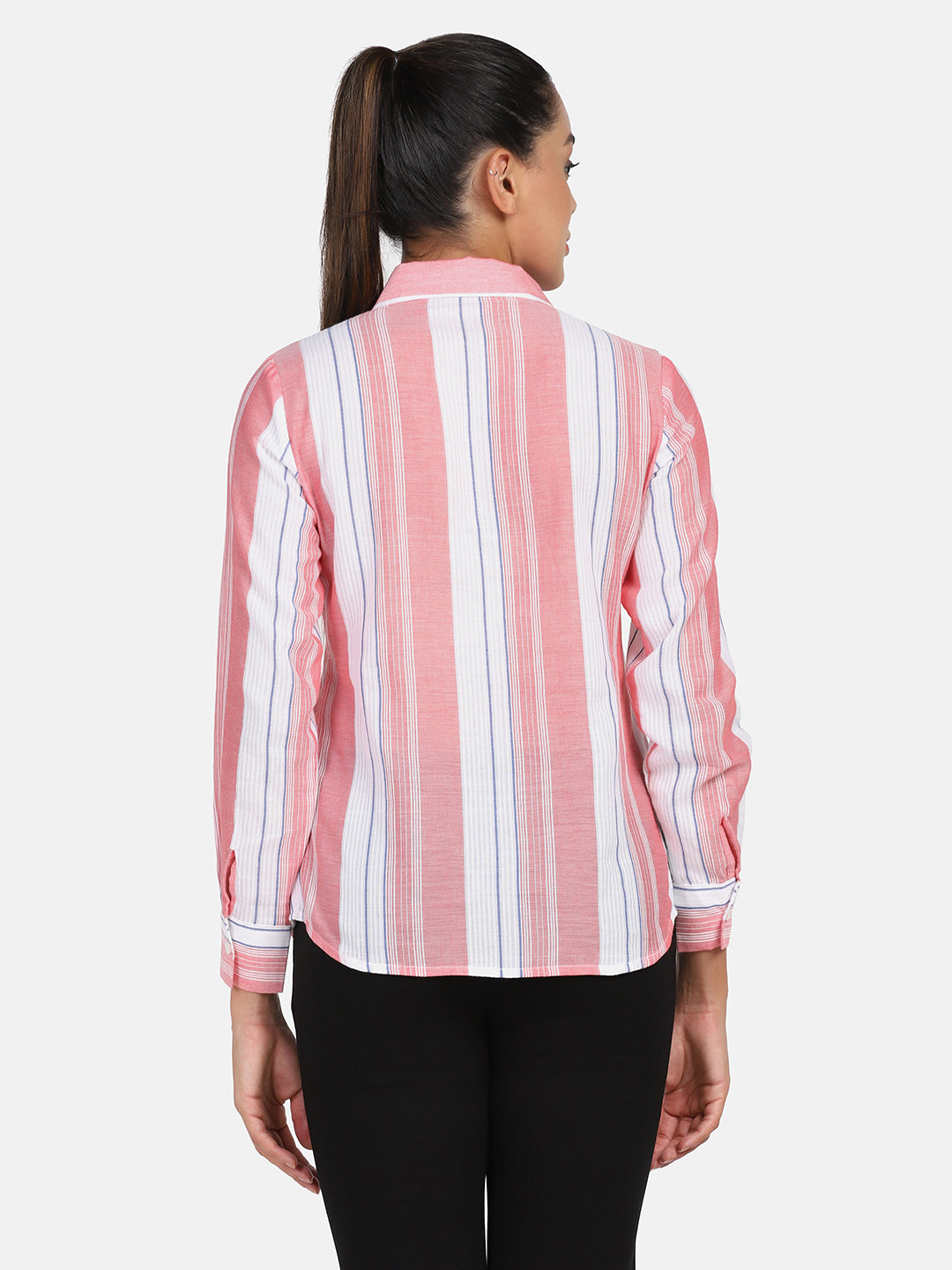 Striped Cotton Shirt - Peach