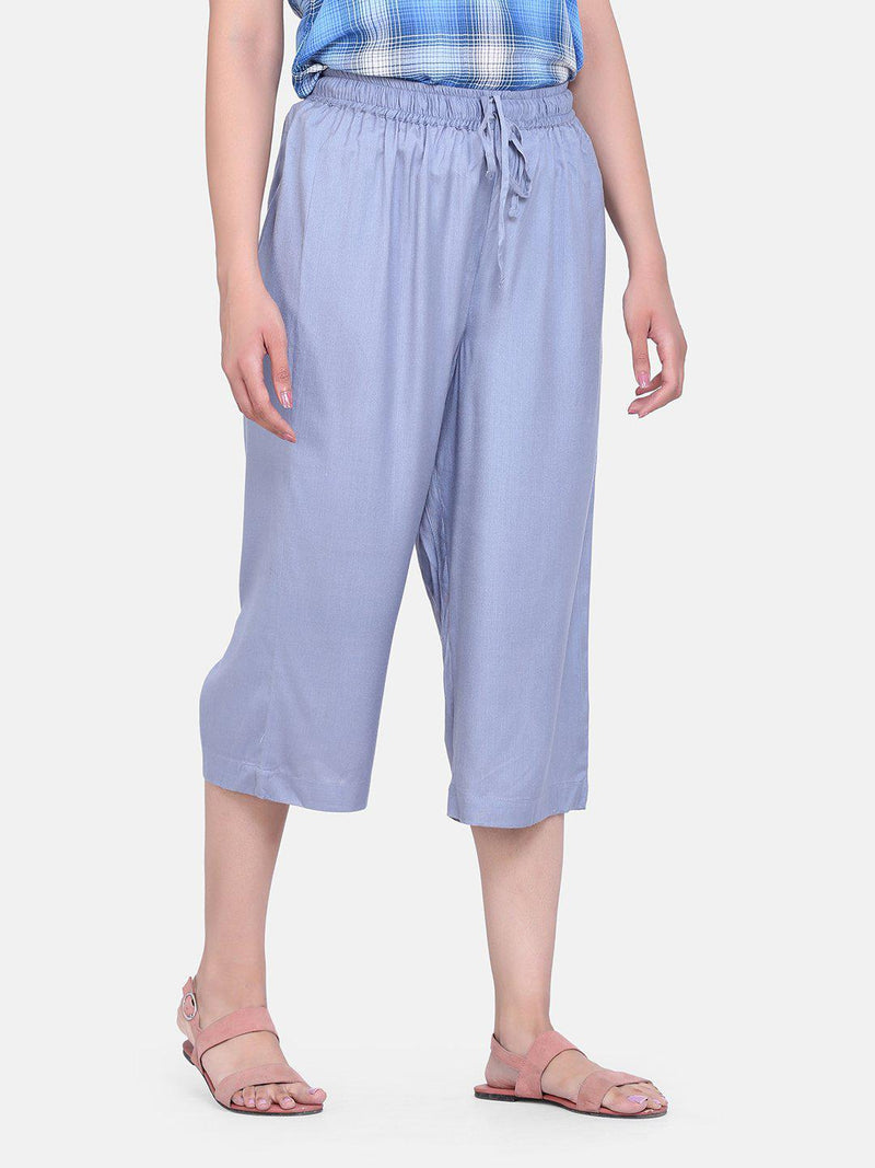 Rayon Culottes For Women - Light Grey