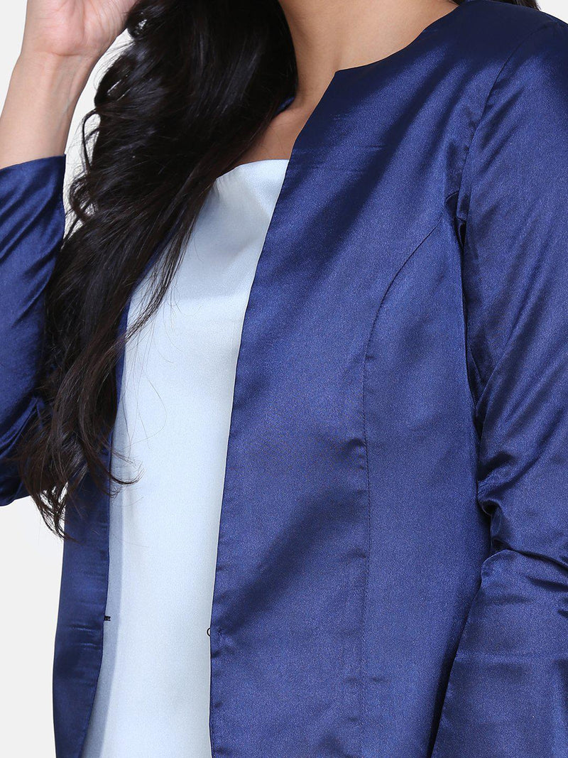 Satin Jacket For Women - Navy Blue
