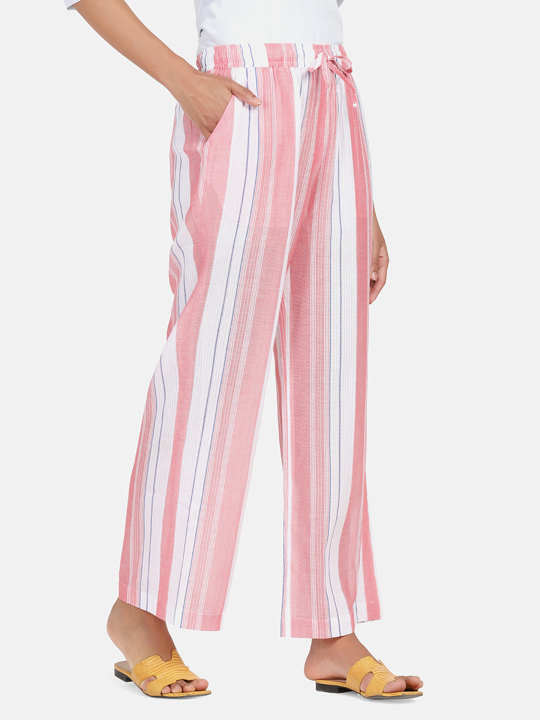 Striped Cotton Pyjama - Peach