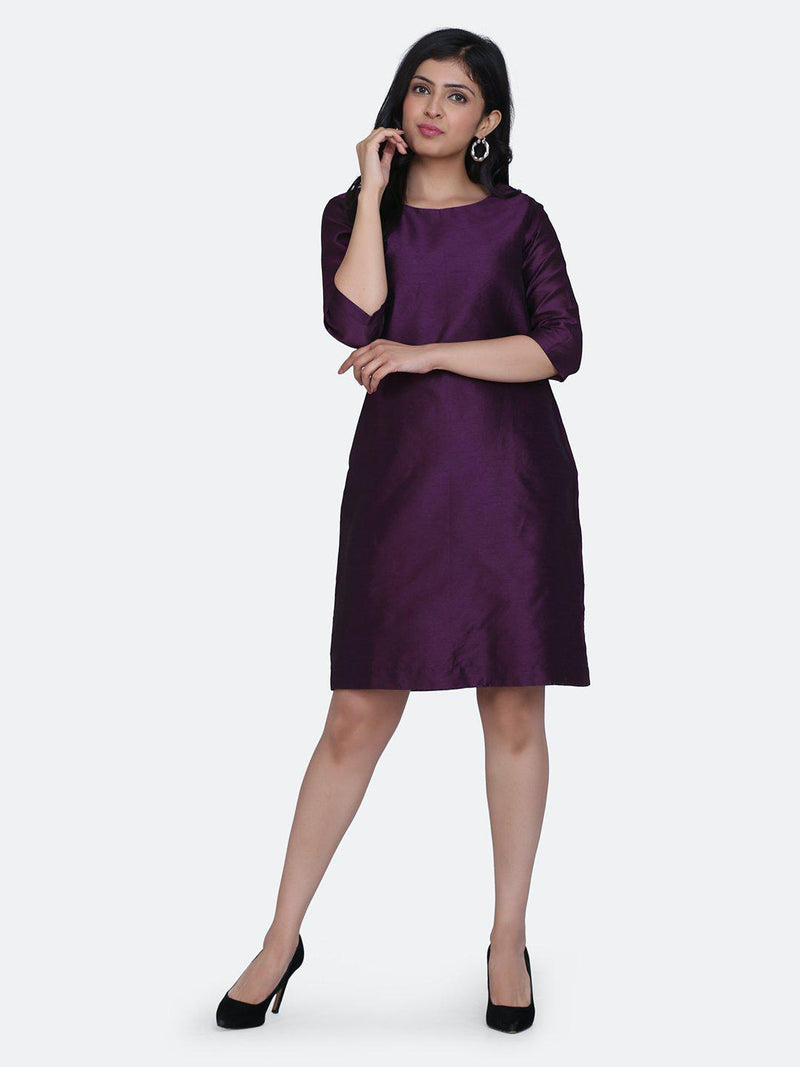 Dupioni Sheath Dress For Women - Royal Purple