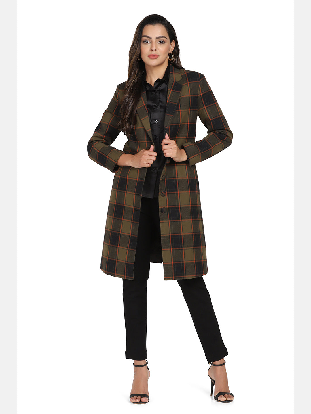 Checkered Tweed Coat - Blue &Green