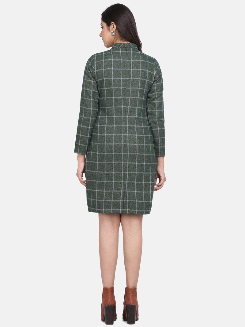 Green Checkered Wool Dress