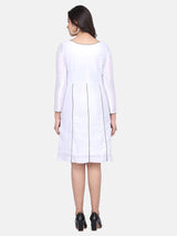 Dupioni A line Party Dress For Women - Paper White