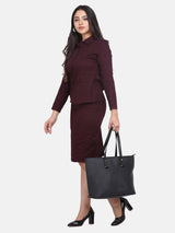 Burgundy Red Cotton Skirt Suit
