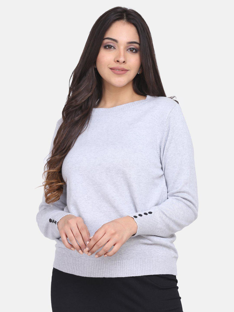 Cotton Pullover For Women - Cloud Grey