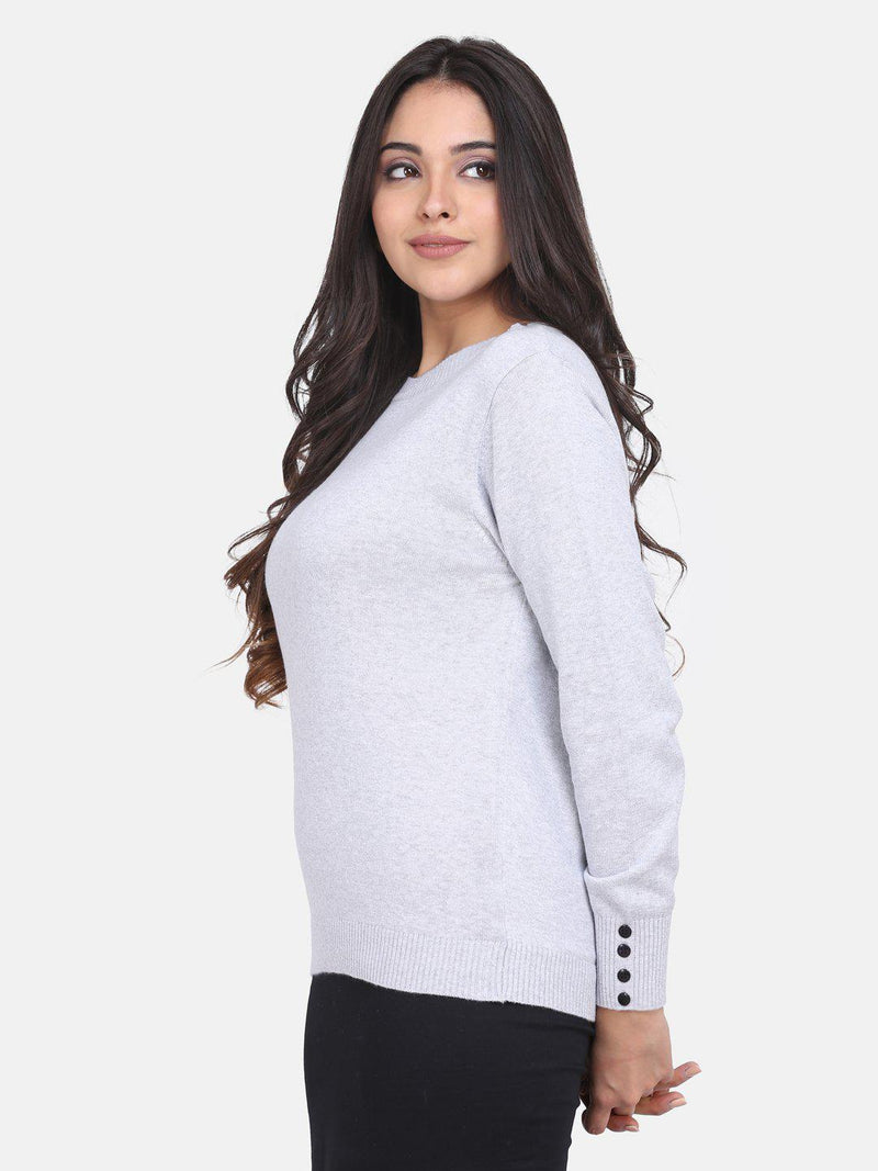 Cotton Pullover For Women - Cloud Grey