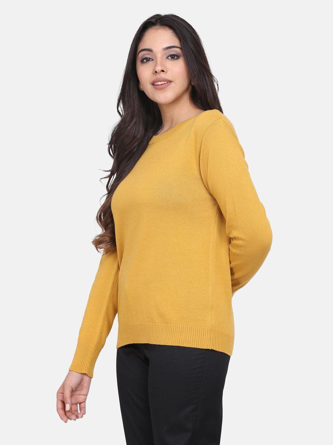 Cotton Pullover For Women - Mustard Yellow