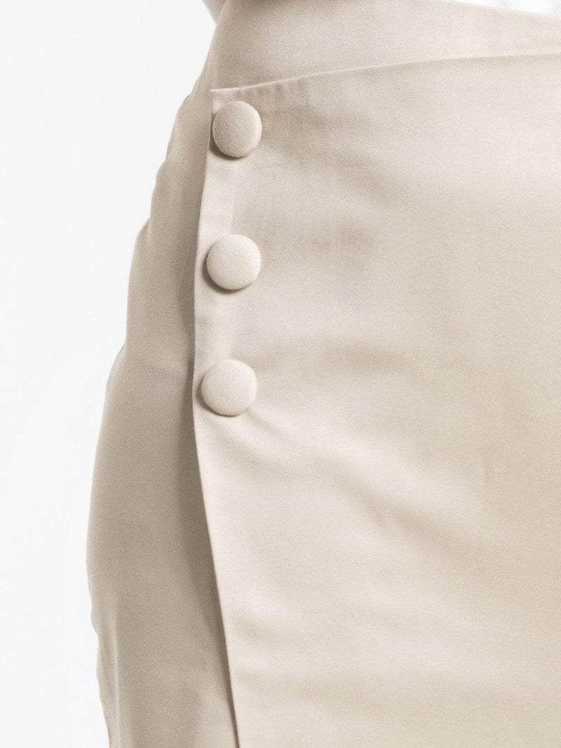 Beige Button Detail Skirt