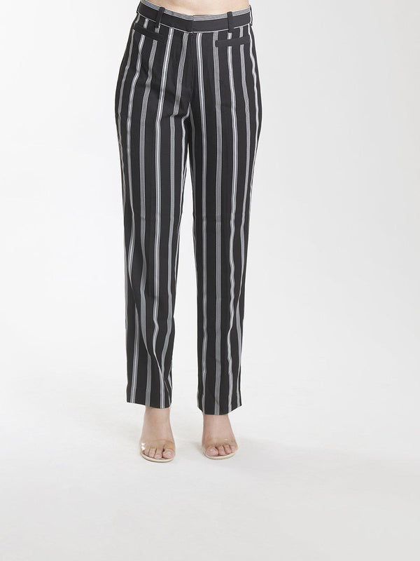 Black Striped Regular Fit Trouser
