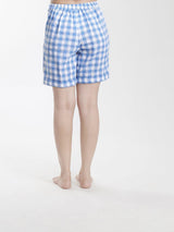 Blue Checkered Cotton Shorts