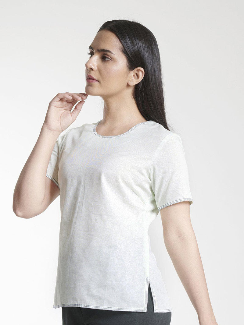 Linen Cotton Top For Women - Sea Green