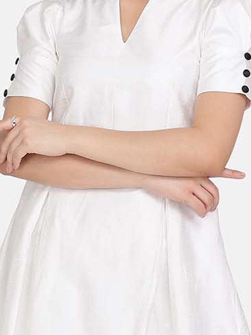 	 Elegant Dupioni Flare Evening Dress For Women - Ivory White