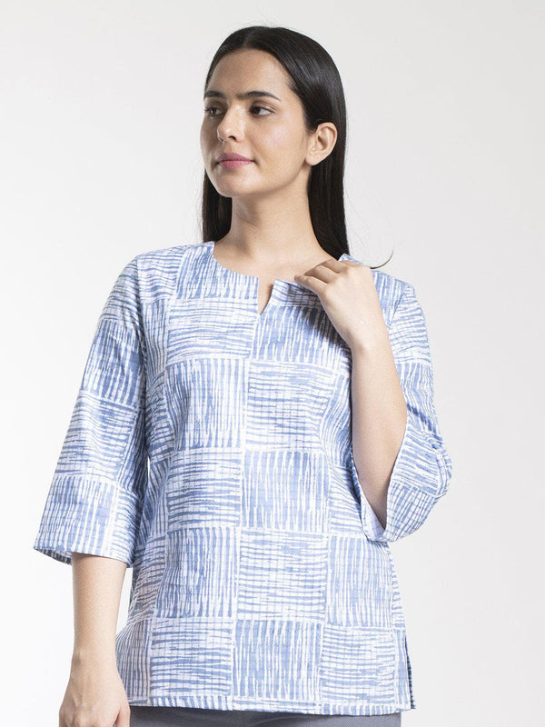 Blue Print Cotton Top